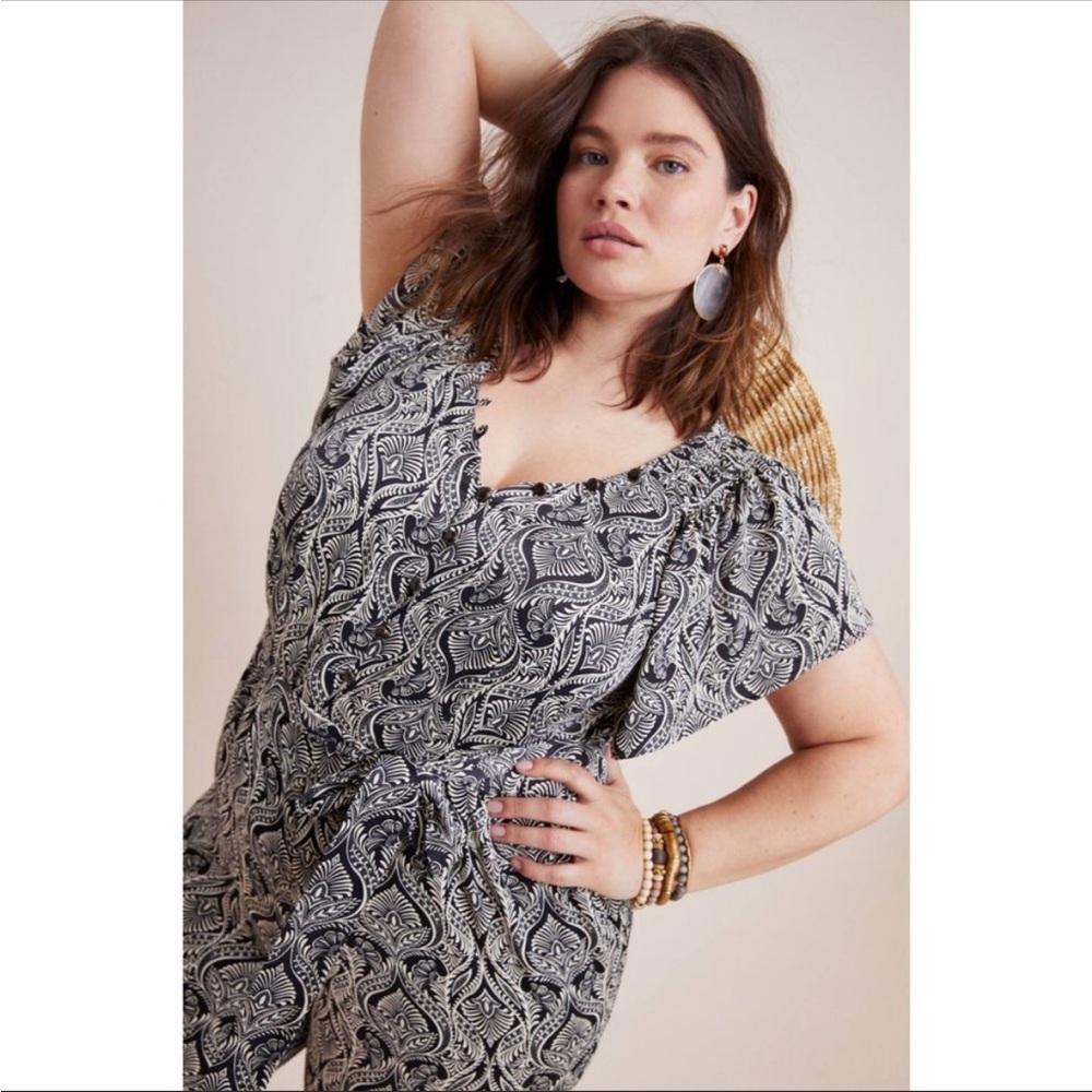 NWOT Anthropologie Zadie Satin Floral Jumpsuit